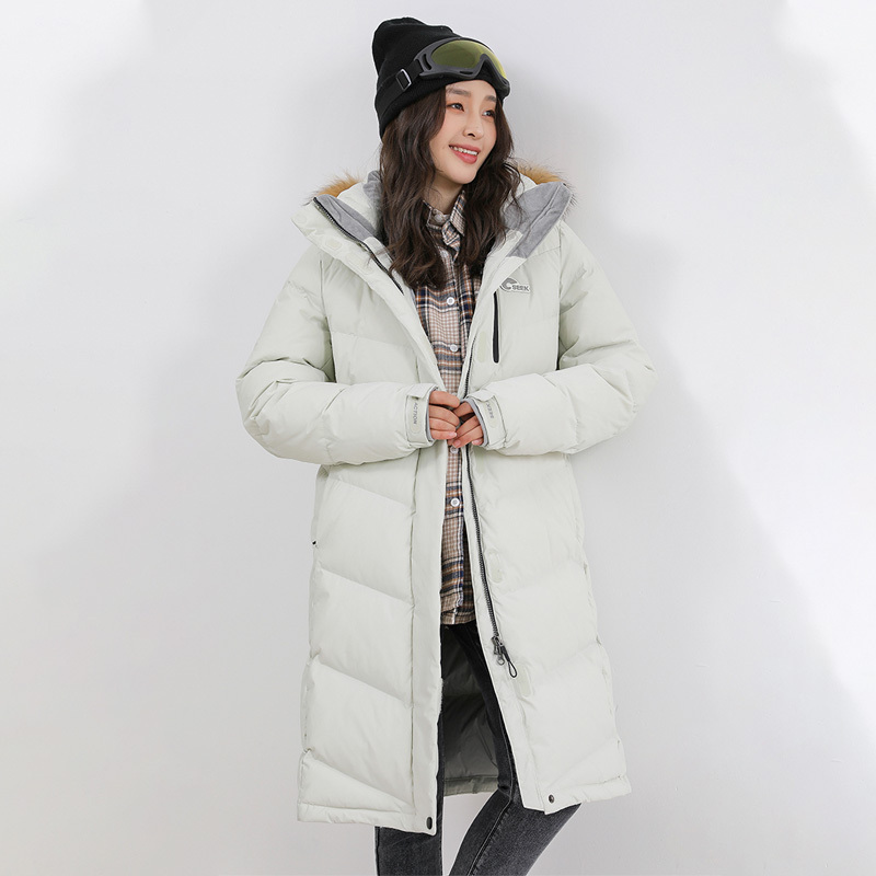 鸭鸭yaya户外羽绒服时尚潮流女士连帽保暖长款鹅绒服