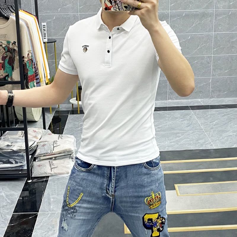 Ceen Bulled社会小伙polo衫男士潮流短袖T恤2022夏季新款时尚休闲翻领体恤男图片