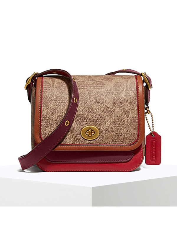 预订 COACH\蔻驰 RAMBLER 口盖包3693 椭圆扣老花拼皮