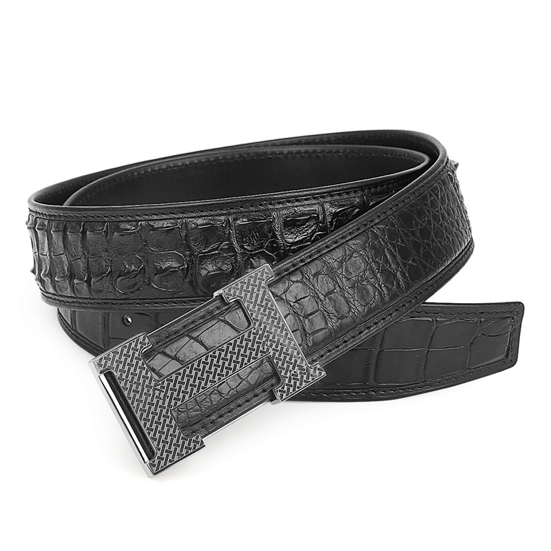 板扣男生休闲礼物礼盒男裤腰带真皮腰带头层牛皮鳄鱼皮男士皮带