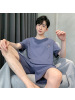 男士夏季棉质圆领短袖短裤薄款套装简约休闲学生春秋家居服可外穿
