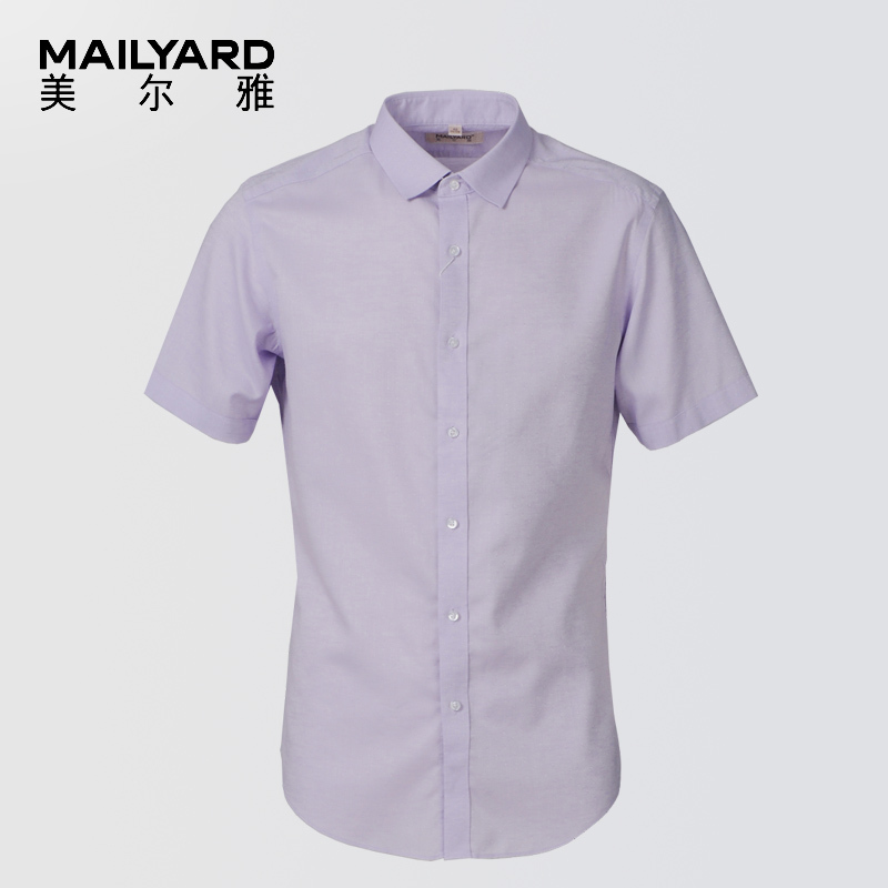 美尔雅（MAILYARD）短袖衬衫男 亚麻商务修身衬衫 男士免烫衬衣 277