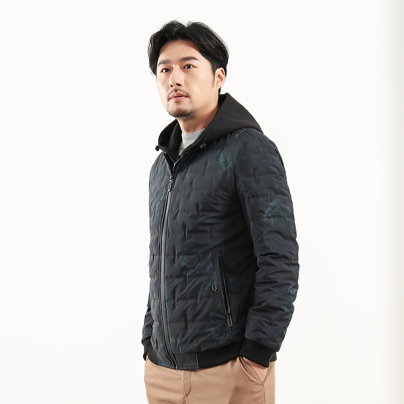 千仞岗秋冬新款羽绒服男短款连帽羽绒服外套
