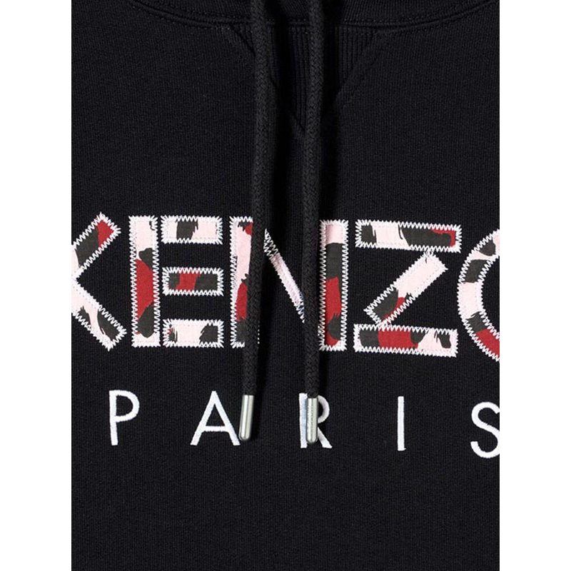 KENZO/高田贤三女士卫衣 长款简约卫衣黑色连帽卫衣裙 2RO865 952 99