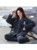 睡衣女士冬季加厚加绒珊瑚绒法兰绒甜美日系和服家居服套装可外穿