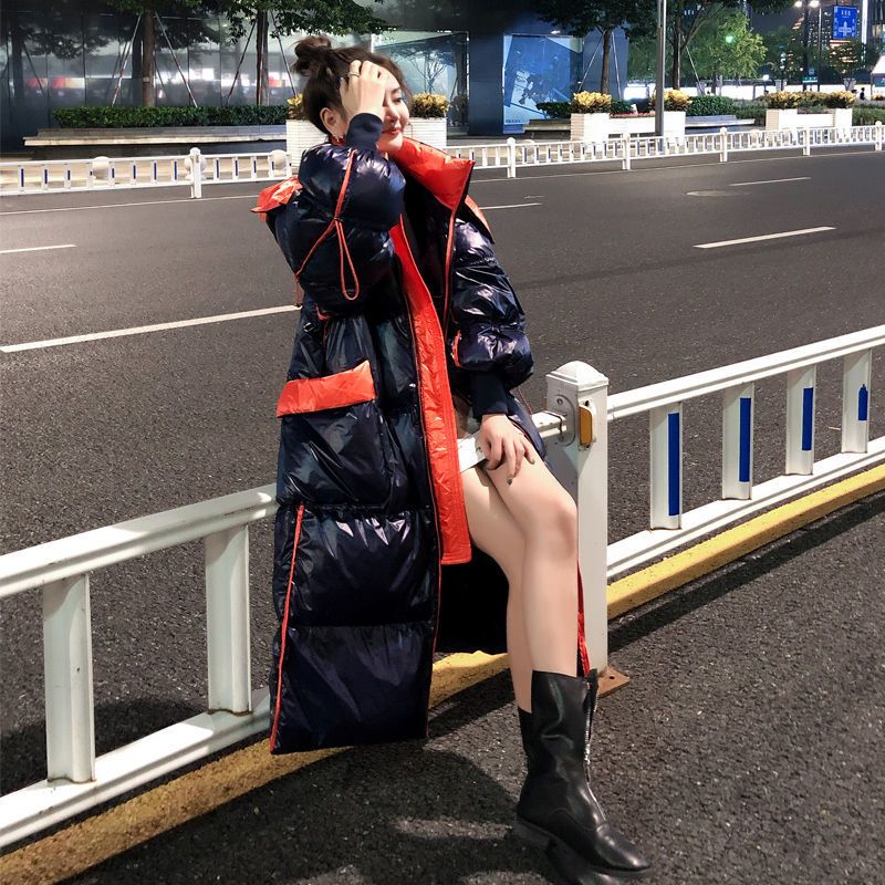 秋冬新款加厚羽绒服女士韩版长款网红宽松时尚白鸭绒外套
