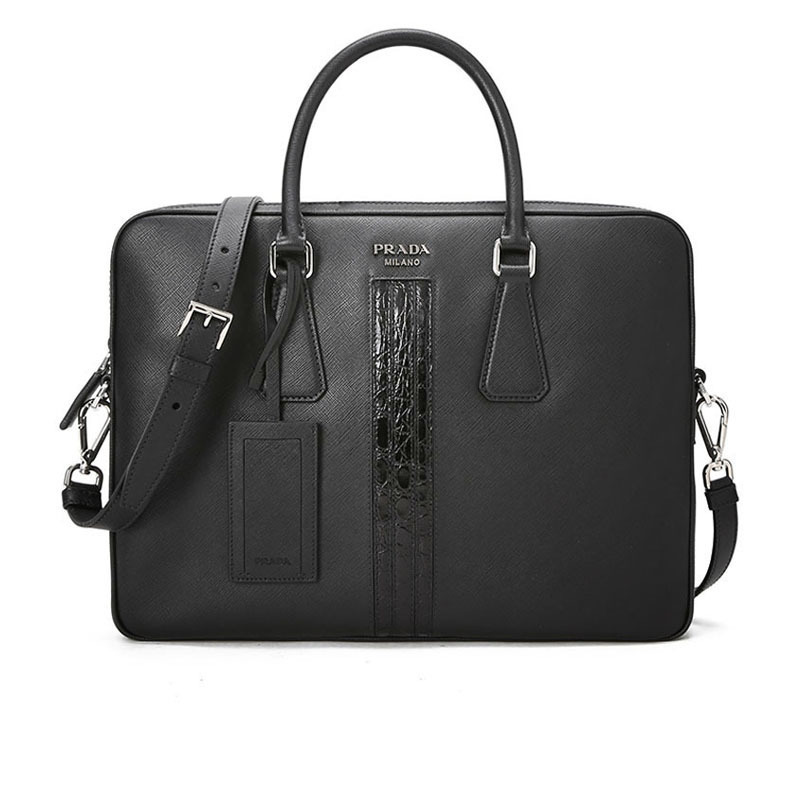 PRADA/普拉达 鳄鱼皮饰公文包 2VE368 OWR 35x28x5CM