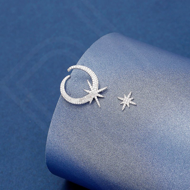 apmmonaco耳钉六芒星流星月不对称百搭气质通勤时尚饰品明星同款520