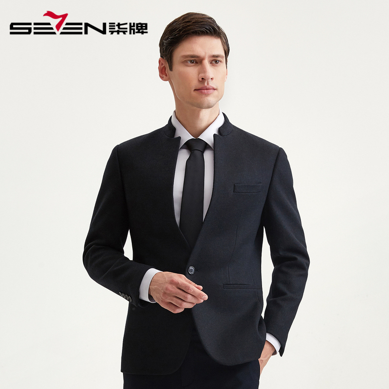 柒牌SEVEN男装西服商务休闲男士单西立领国风时尚西装外套正装礼服男