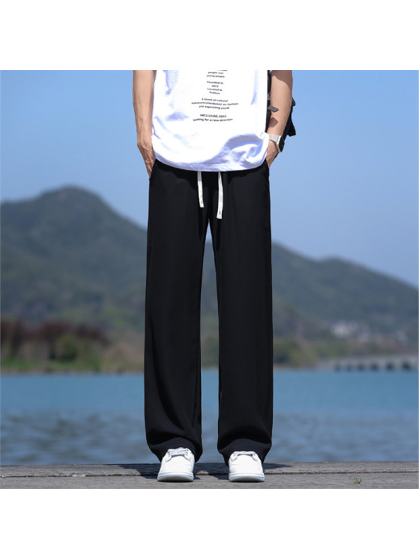 2026新款冰丝直筒裤男夏季潮牌薄款宽松时尚休闲长裤透气凉感裤子