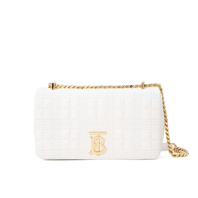 BURBERRY 博柏利 女士 单肩包 Lola 链条包小号 TB LOGO绗缝粒纹皮革8021106金扣图片