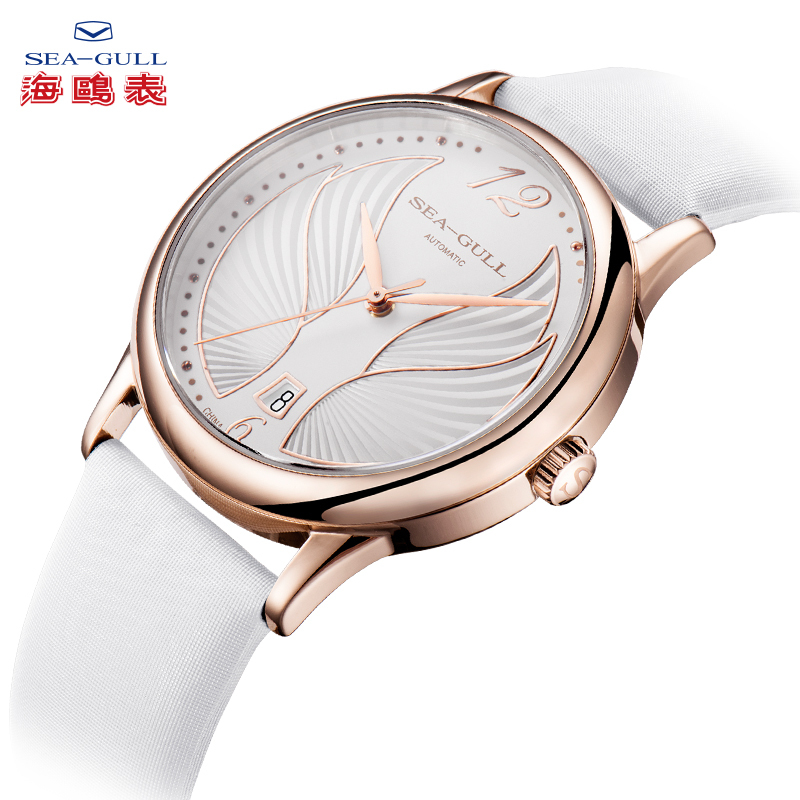 海鸥表(SEAGULL)女士手表时尚单历自动机械表女表天使之翼系列813.93.6016L白盘白带