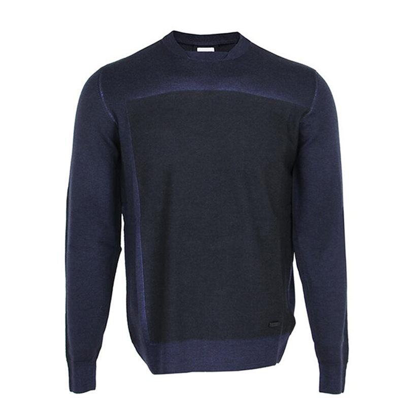Armani Collezioni/阿玛尼·卡尔兹 男士藏蓝色U型领长袖针织衫PCM54M PC07M 920