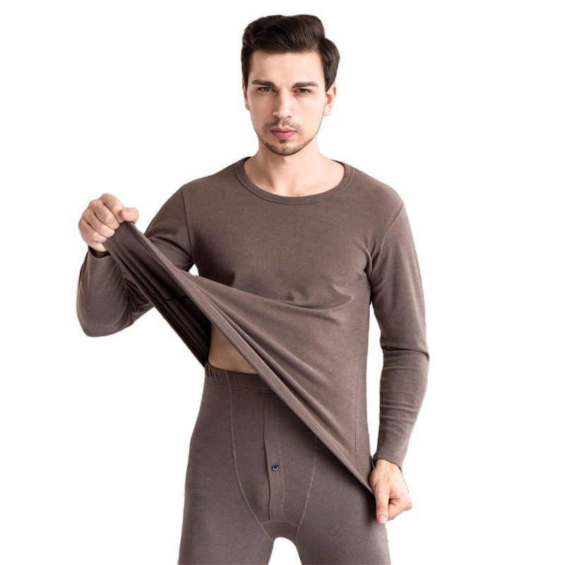 jusenshayu阳离子德绒秋衣秋裤套装男冬季无痕加厚男士保暖内衣