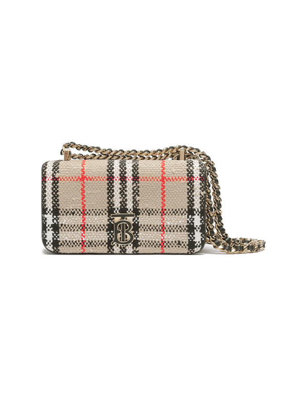 博柏利 BURBERRY 女款织物单肩斜挎包链条包Lola萝纳包迷你款8063083