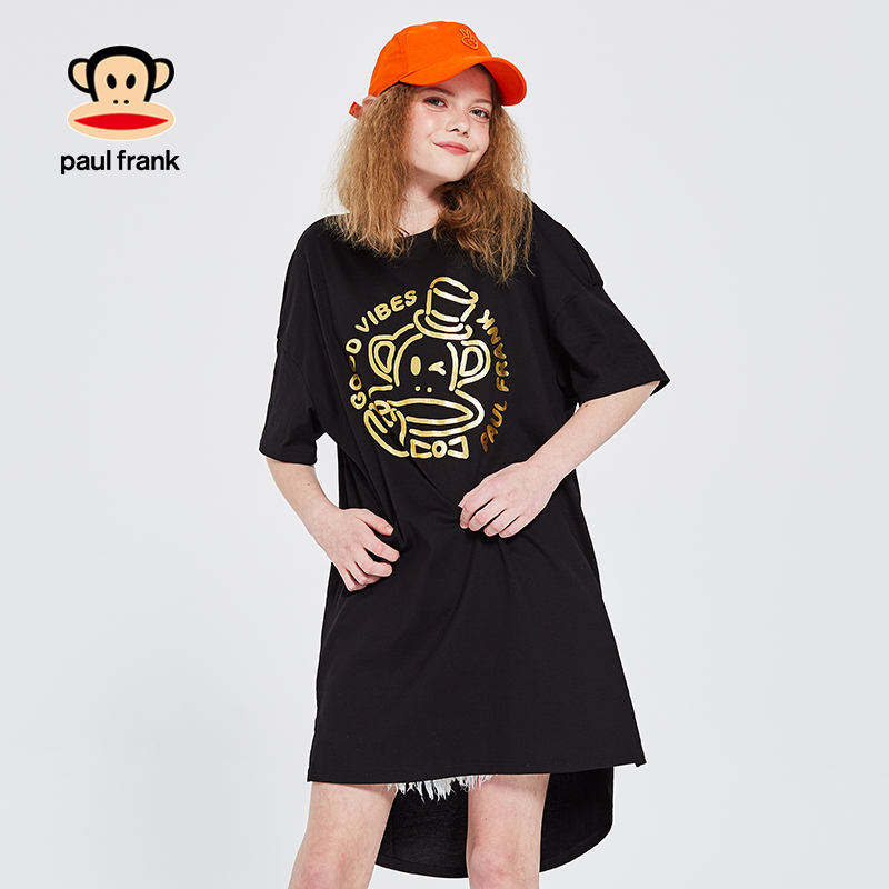 Paul Frank/大嘴猴2019夏季新款连衣裙女印花纯棉韩版宽松甜美潮