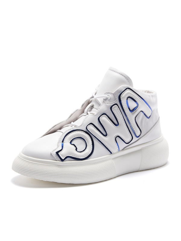 维界高帮鞋男秋冬韩版潮流新款个性休闲鞋真皮小白鞋时尚厚底板鞋