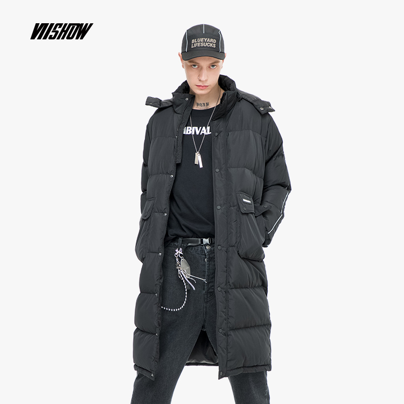 viishow冬季羽绒服男韩版连帽男士中长款保暖外套青年