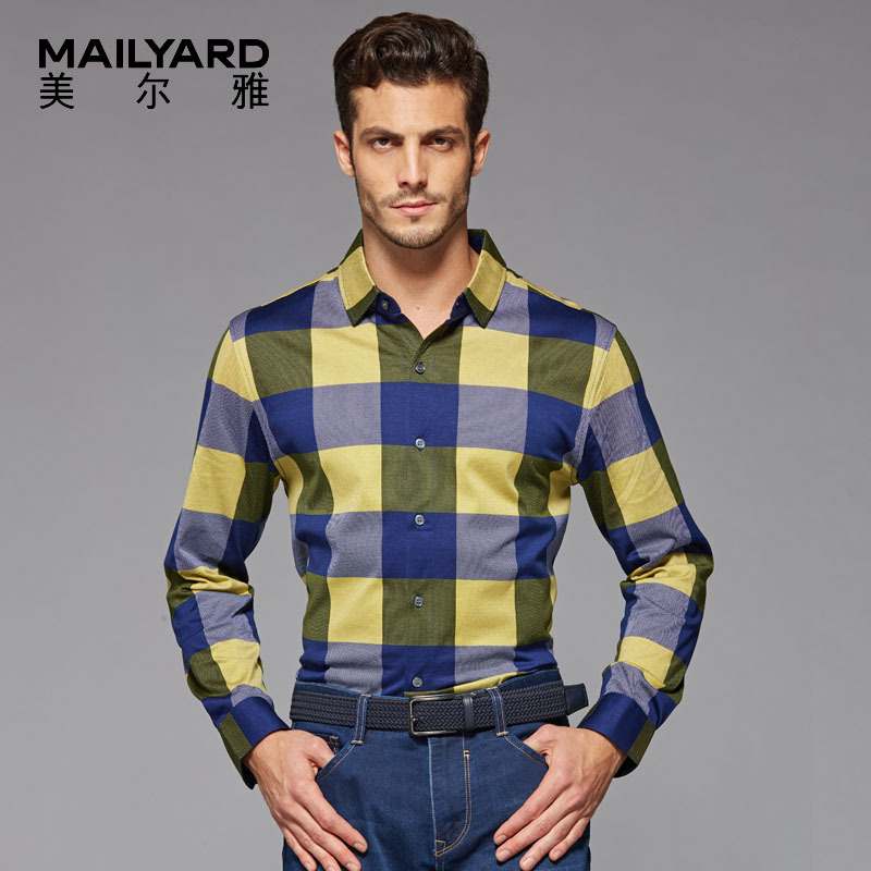 美尔雅(MAILYARD)长袖T恤男 纯棉商务休闲男式T恤 男士全棉衬衫开衫T恤 077