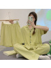 春秋季睡衣女棉质翻领短袖三件套卡通可爱少女感家居服大码可外穿