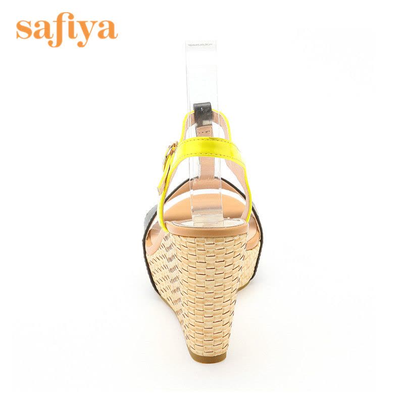 索菲娅Safiya春夏牛皮超高跟搭扣拼色凉鞋女SF42110101图片