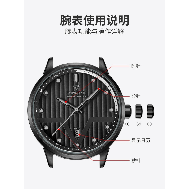 马克华菲(FAIRWHALE)夜光防水石英表时尚潮流腕表