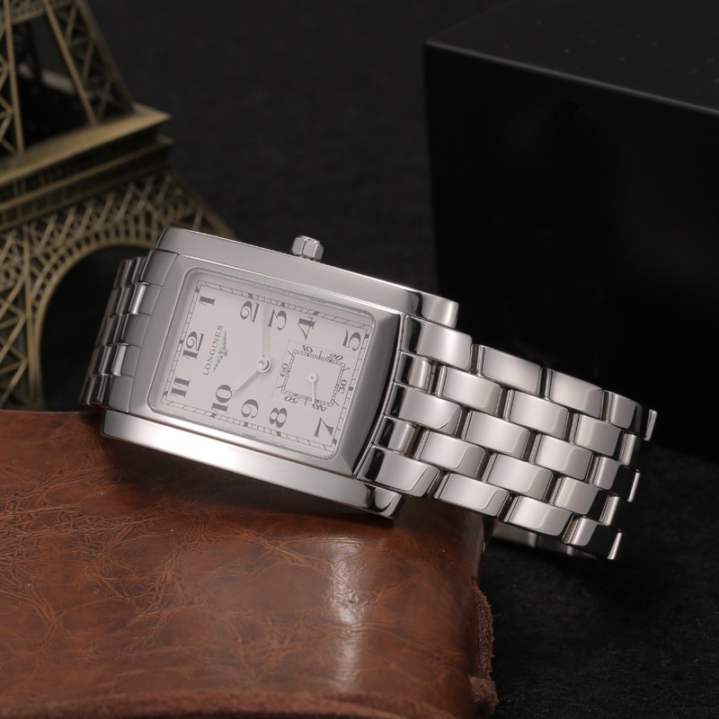 浪琴longines黛绰维纳系列钢带方形石英男士手表l56554736