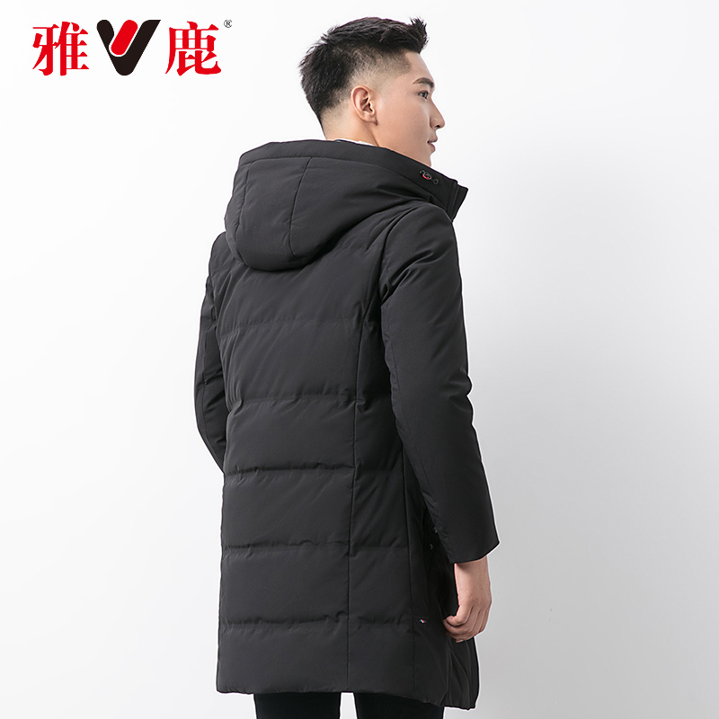 yaloo雅鹿羽绒服男中长款连帽冬装保暖加厚外套男士羽绒服