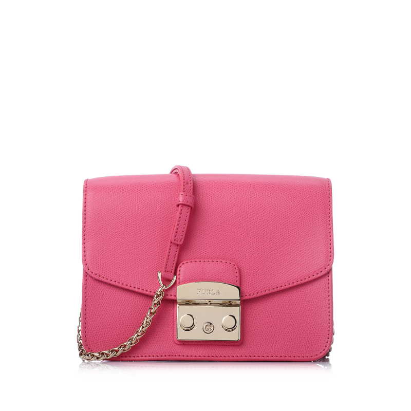 FURLA Metropolis纯色翻盖荔枝纹牛皮小号女士斜挎包 BNF8AREORTENSIADF