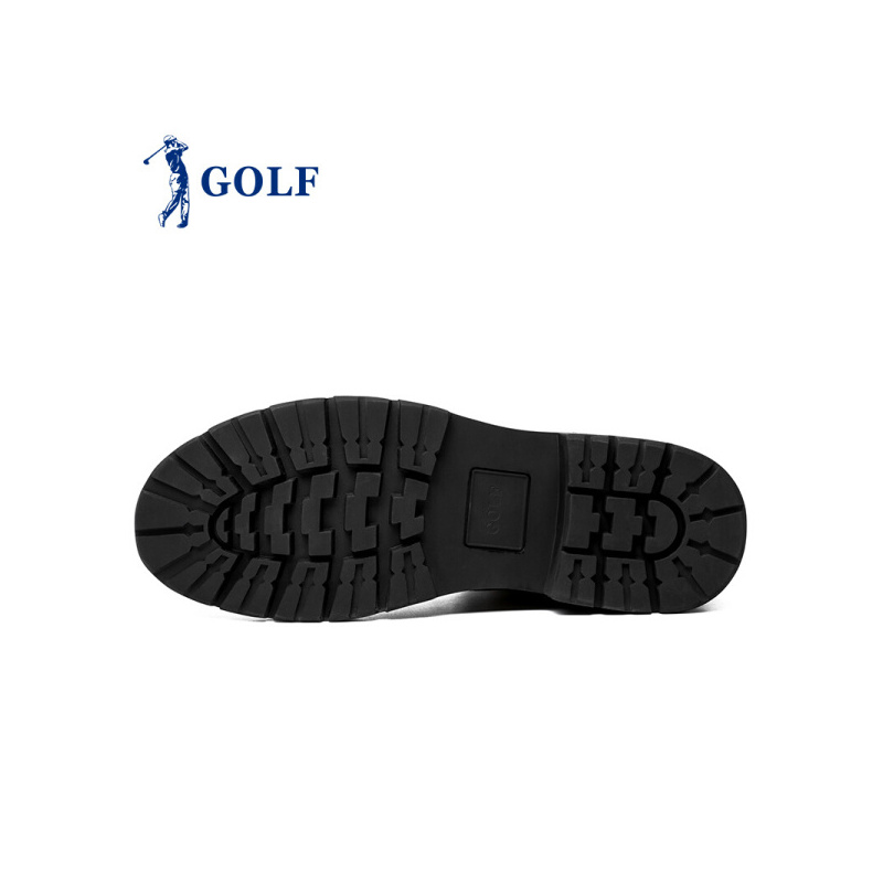 GOLF/高尔夫真皮时尚马丁靴男韩版潮流高帮百搭靴子男黑色