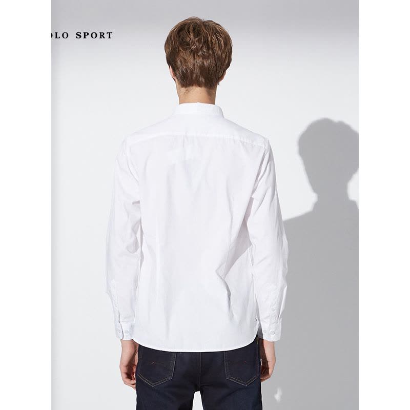 polo sport 长袖衬衫男男士免烫韩版修身商务长袖衬衣青年休闲秋季新品 白色图片
