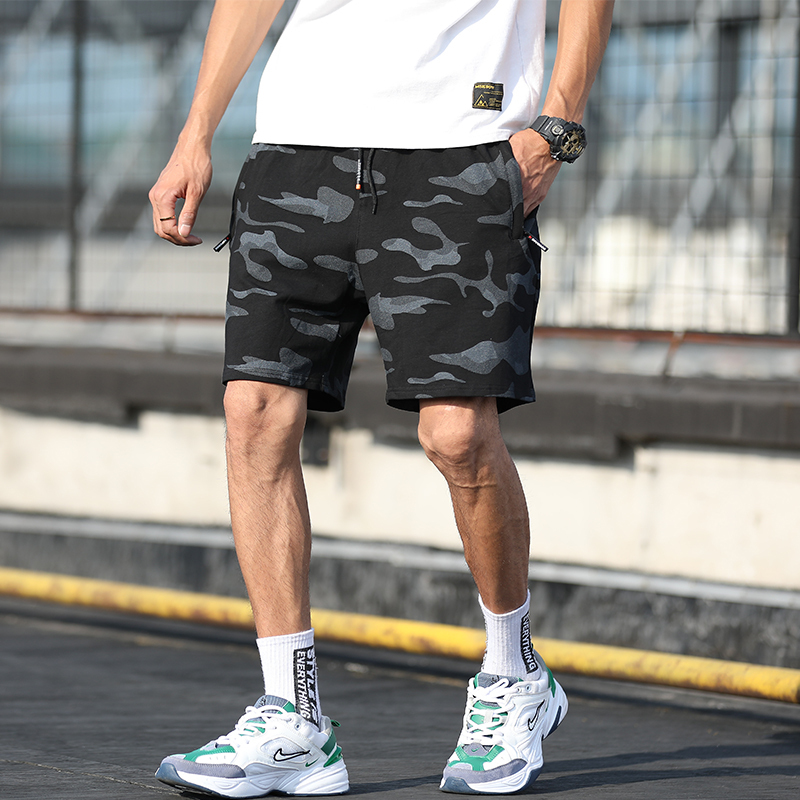 秀衣记夏季纯棉纯棉短裤男士休闲运动迷彩跑裤男时尚潮流男短裤