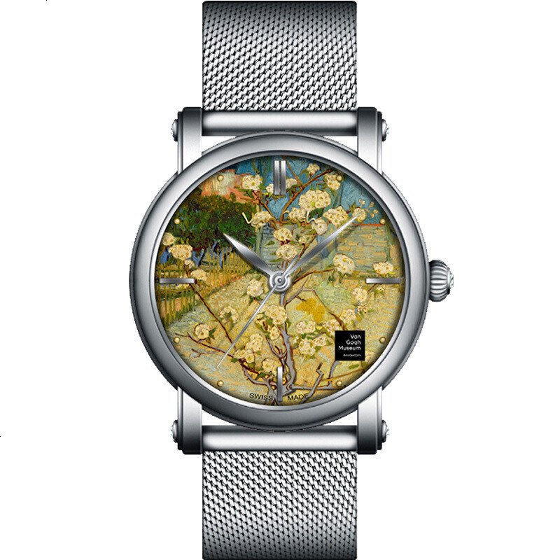 梵高（VAN GOGH）瑞士手表女 女士 不锈钢表带 时尚 石英表 女 盛开的小梨树 Lady 18-M