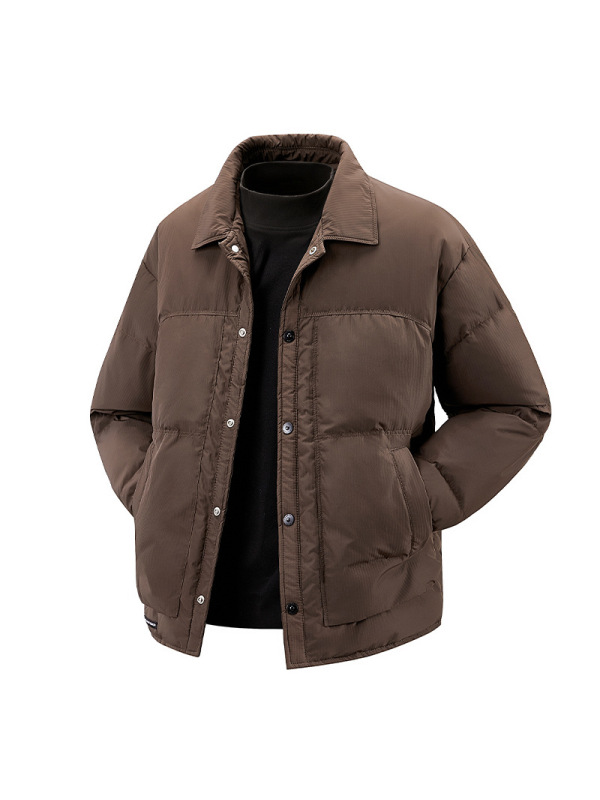 羽绒服男士宽松秋冬季新款白鸭绒保暖翻领潮流单排扣纯色男装外套