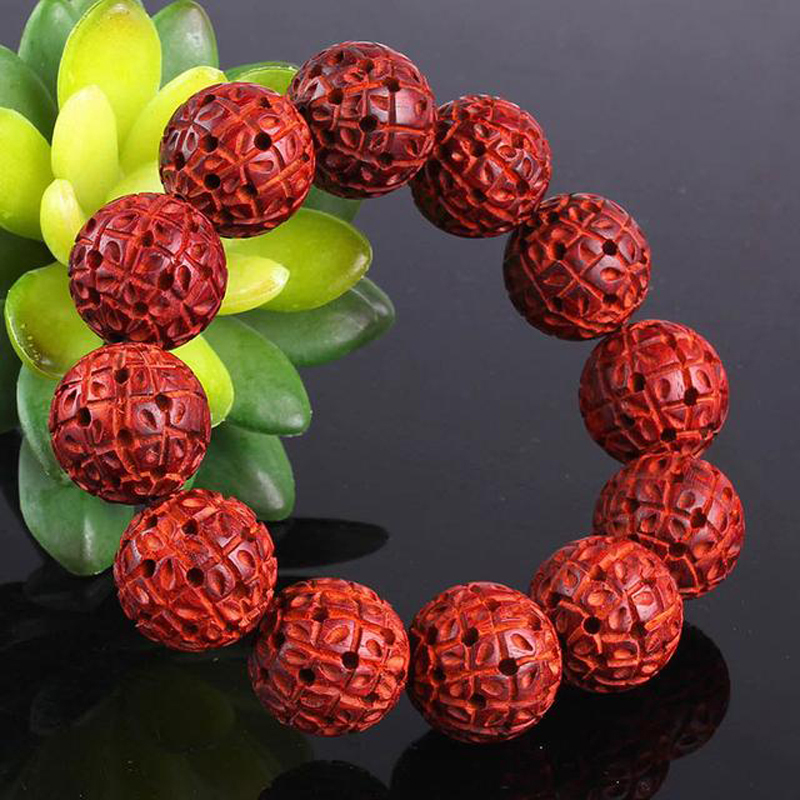 悦木之源天然镂空款小叶紫檀绣球手链手串18mm男款jdsgym27387