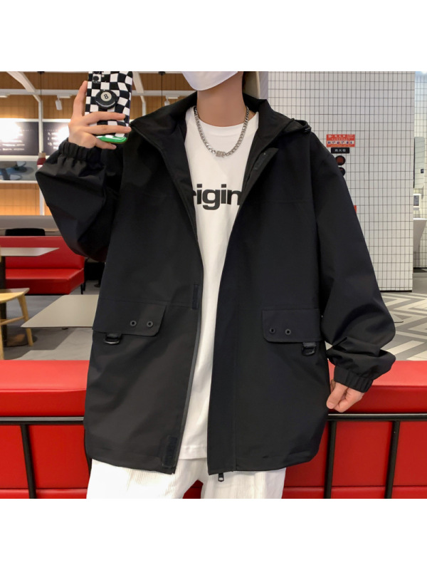 春秋新户外冲锋衣2024新款男工作服防风防水钓鱼登山服 黑色 3XL