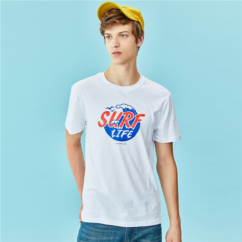 佐丹奴t恤衫男装新款上衣字母印花圆领男短袖t恤衫01089002报价_参数_