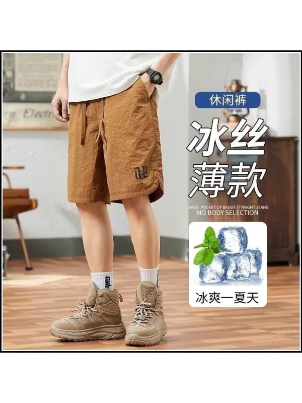 冰丝短裤男士夏季薄款外穿速干沙滩裤新款运动休闲五分裤