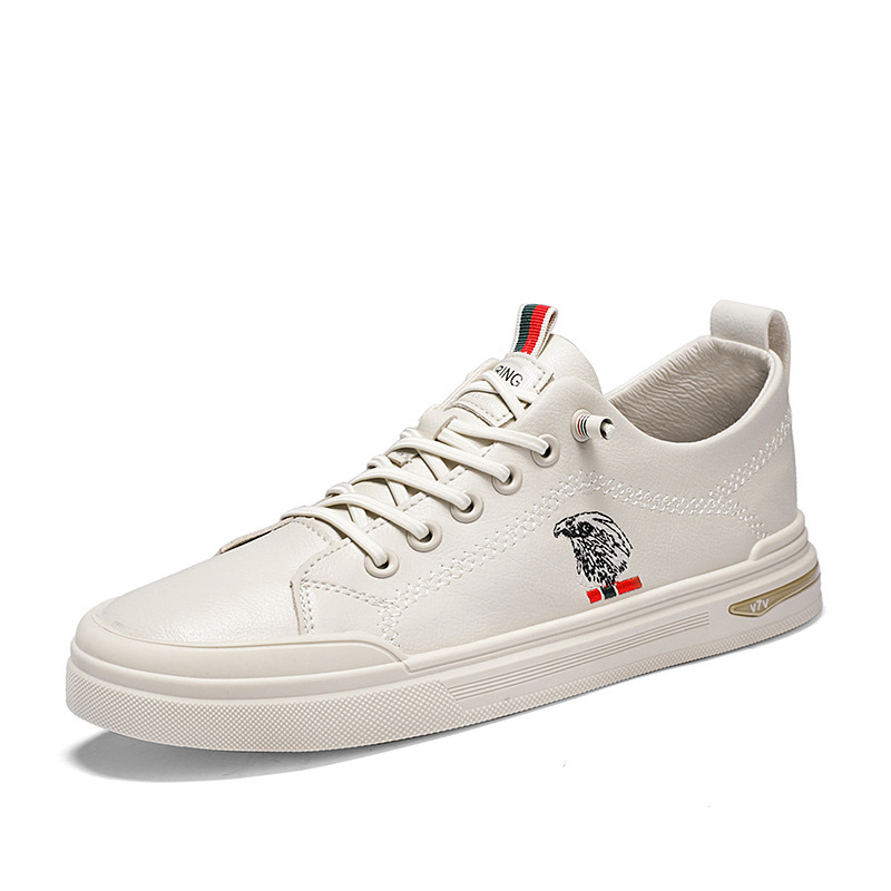 白色板鞋男款2025新款免系带休闲百搭运动潮流男鞋平底男士小白鞋