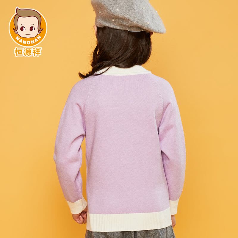 恒源祥女童毛线衫 2018秋冬新款圆领卡通针织衫可爱百搭保暖上衣图片