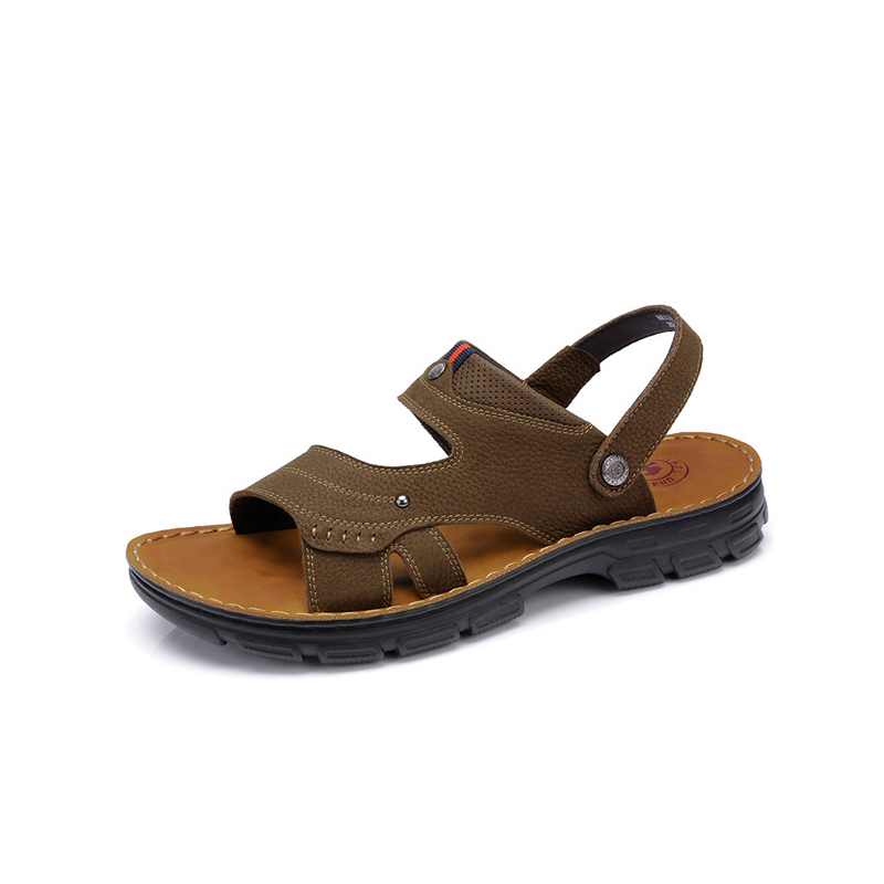 Camel/骆驼2018夏季新品凉鞋凉拖两穿厚底沙滩鞋舒适牛皮休闲鞋男