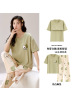 睡衣女夏季一体式带胸垫棉质短袖套装可爱休闲家居服加大码可外穿