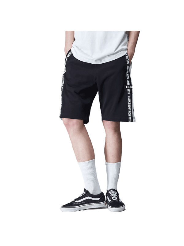 Guuka运动针织裤男 青少年街头跑步短裤男夏天嘻哈宽松五分裤纯棉