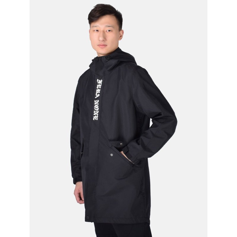 李宁(LI-NING)风衣春季男子长款潮流印花休闲连帽运动外套AFDP149