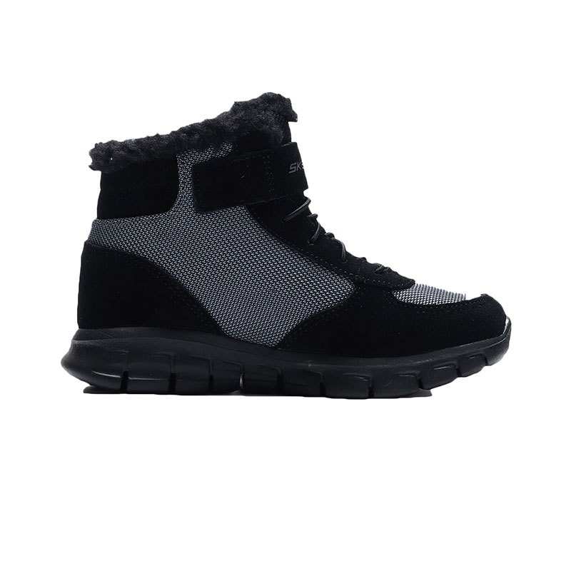 【自营】Skechers斯凯奇男大童短靴时尚保暖休闲运动鞋660013L 660013L/BKGY黑色+灰色