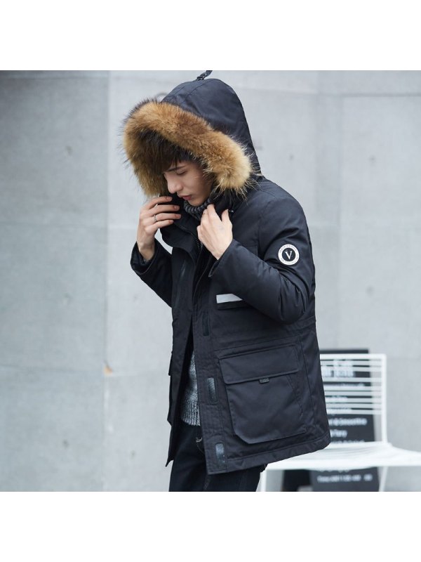 yaloo/雅鹿男装鹅绒工装户外休闲时尚保暖羽绒服