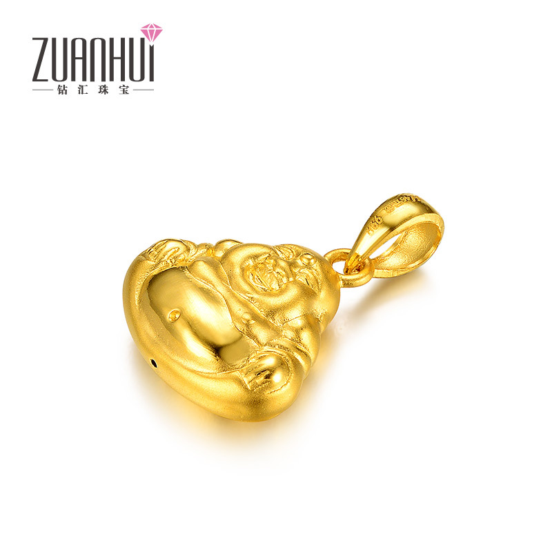 ZUANHUI钻汇珠宝 黄金首饰如意笑佛吊坠3D硬金吊坠 999足金佛吊坠保平安 结婚黄金吊坠不含链