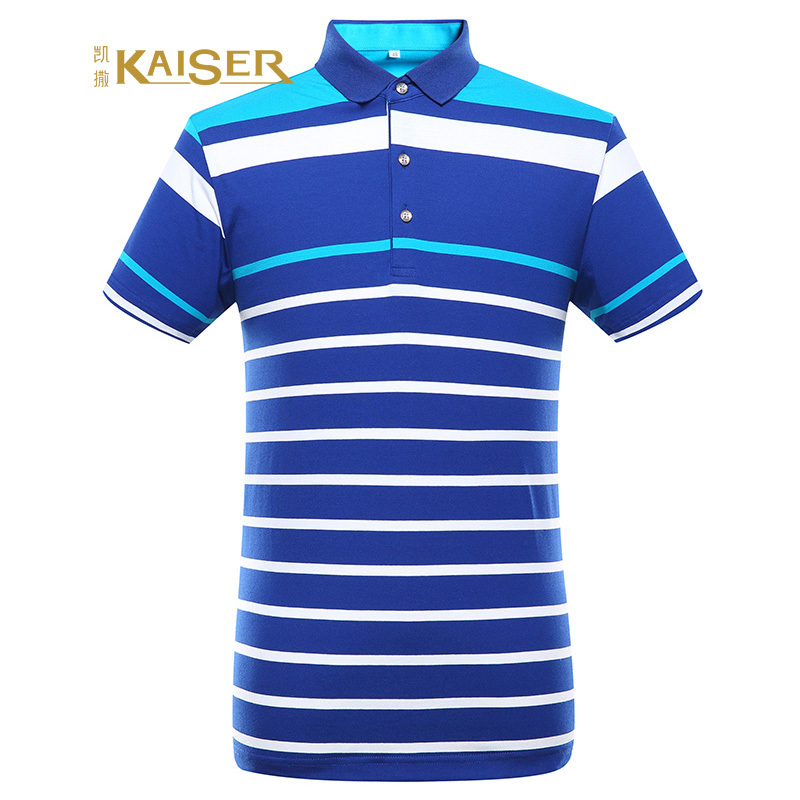 KAISER凯撒POLO衫男士棉质百搭时尚个性条纹微弹男短袖