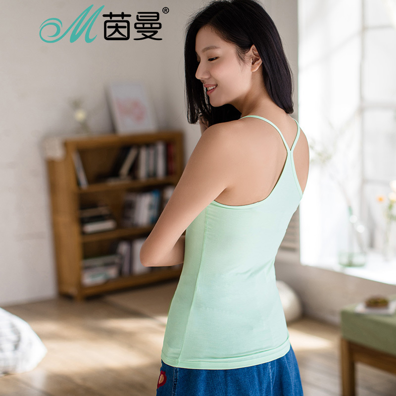 茵曼内衣 交叉美背露肩修身舒适性感吊带背心女打底衫9871031158