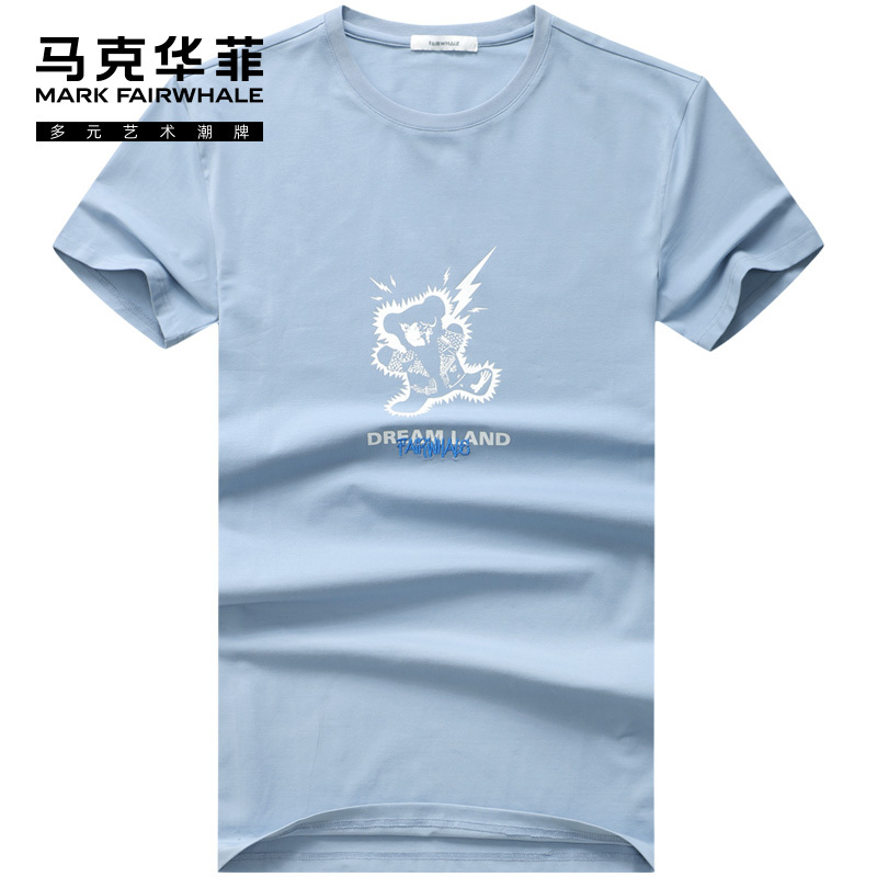 马克华菲短袖T恤男2020夏季新款衣服小熊印花潮牌半袖内搭打底衫